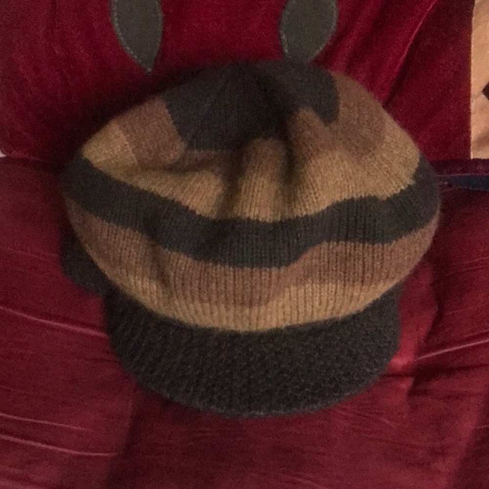 Adults Striped Knit Beanie - Brown and Tan